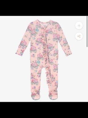 Posh Peanut Pumpkin Carriage Print Ruffle One-Piece Footie